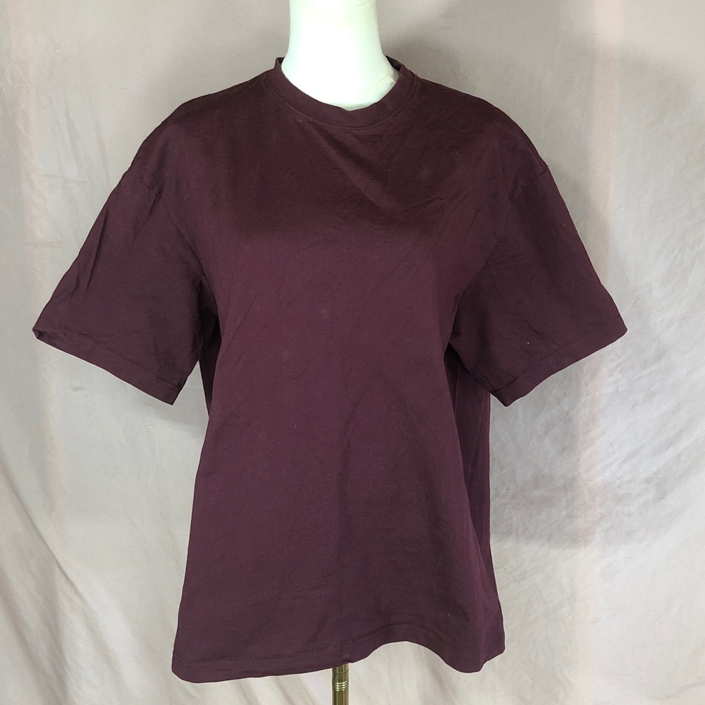 Cotton Men's Crewneck T-Shirt - Deep Burgundy Size Medium Large
